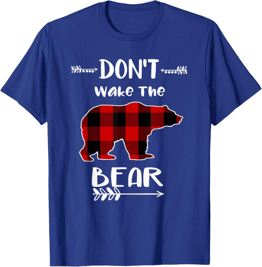 Don't Wake The Bear Black & Red Buffalo Plaid Bear T-Shirt - T-Shirt | Royal