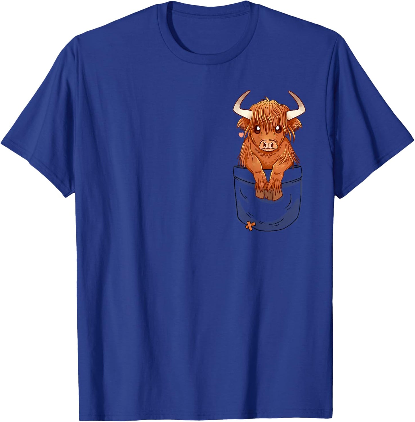Pocket Cute Scottish Highland Cow T-Shirt - T-Shirt | Royal