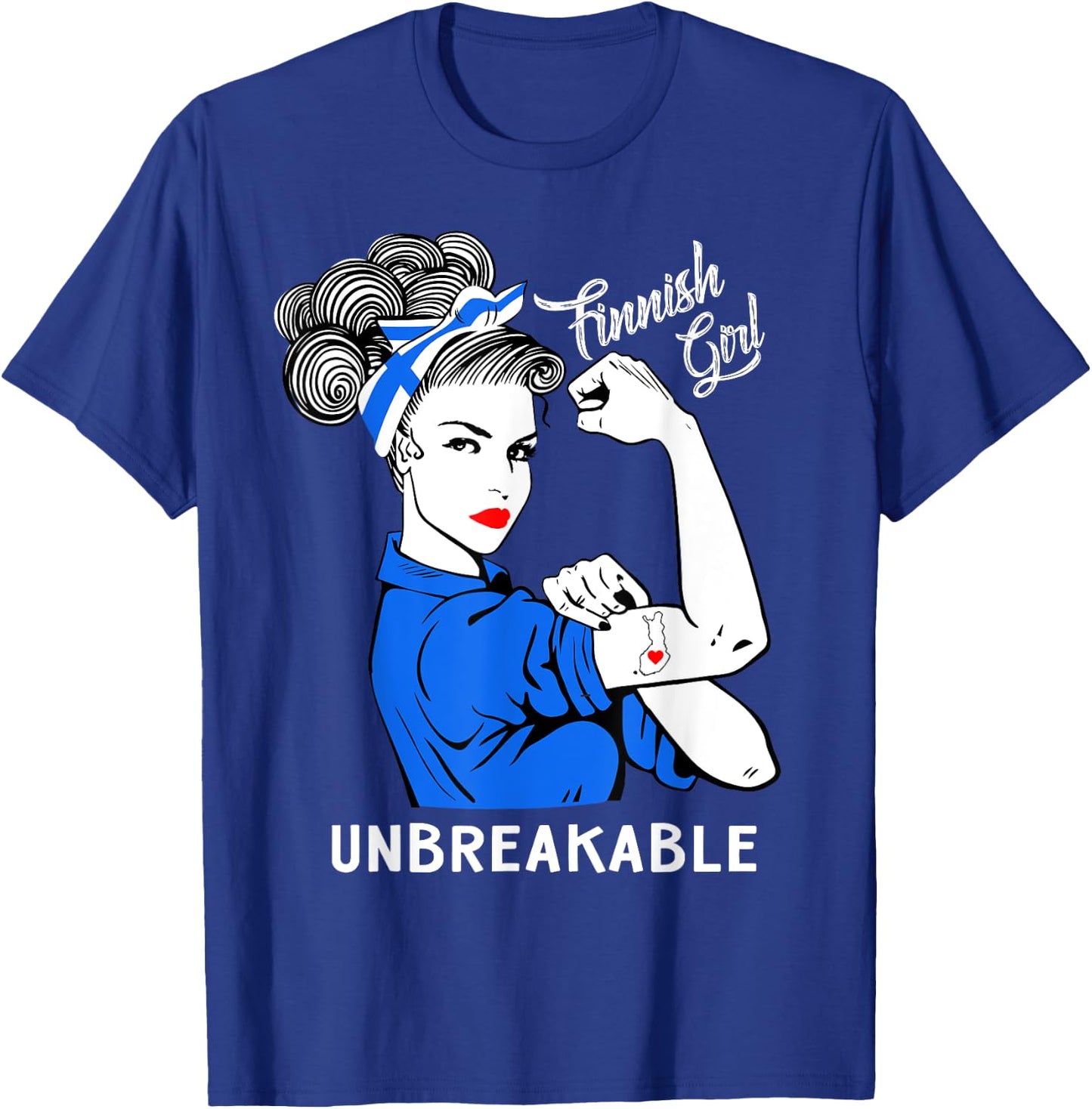 Finnish Girl Unbreakable Heritage Finland Flag Gift T-Shirt - T-Shirt | Royal