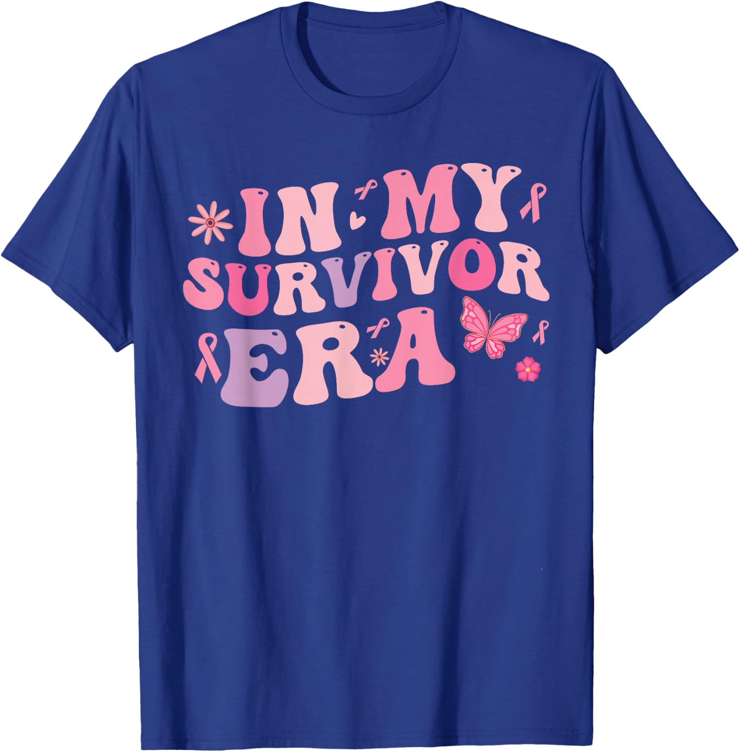in my survivor era - Cancer Women Breast Cancer Pink Ribbon T-Shirt - T-Shirt | Royal