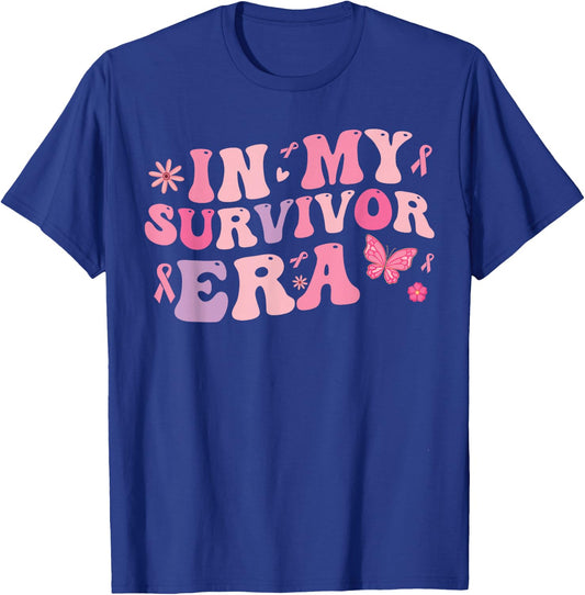 in my survivor era - Cancer Women Breast Cancer Pink Ribbon T-Shirt - T-Shirt | Royal