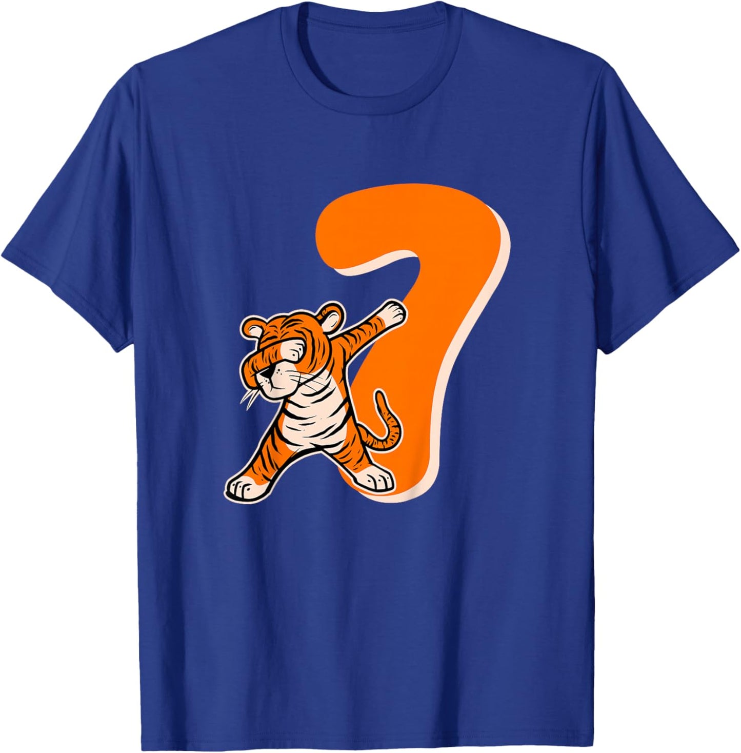 Kids 7th Tiger Birthday Party 7 Year Old Boy Tiger Birthday T-Shirt - T-Shirt | Royal