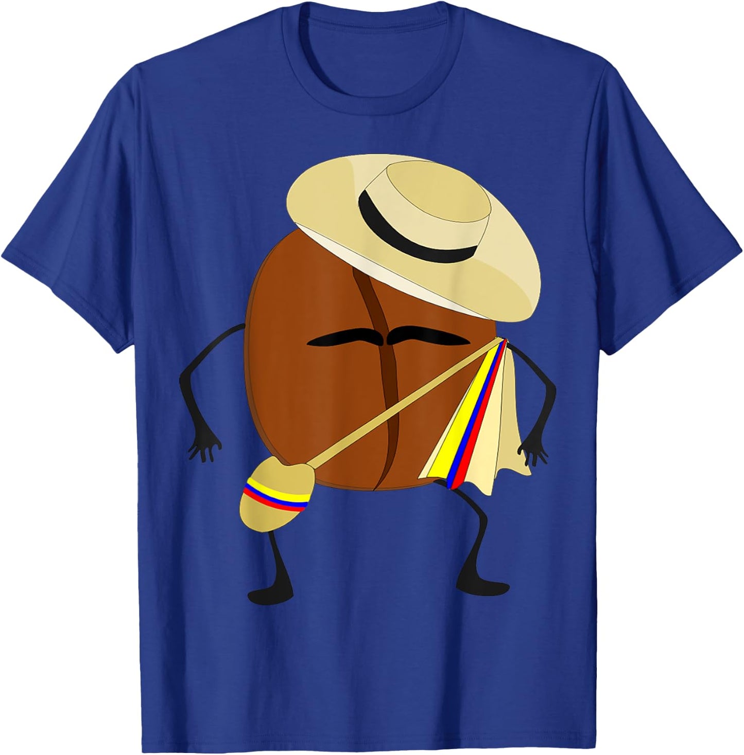 Colombian Coffee Bean Guy , traditional folk clothes T-Shirt - T-Shirt | Royal
