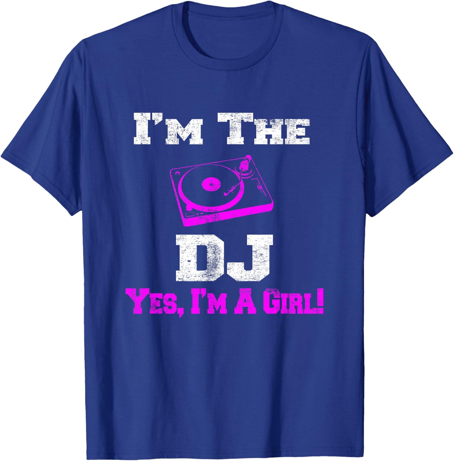 Girl Lady DJ Vintage Turntable Female T-Shirt - T-Shirt | Royal