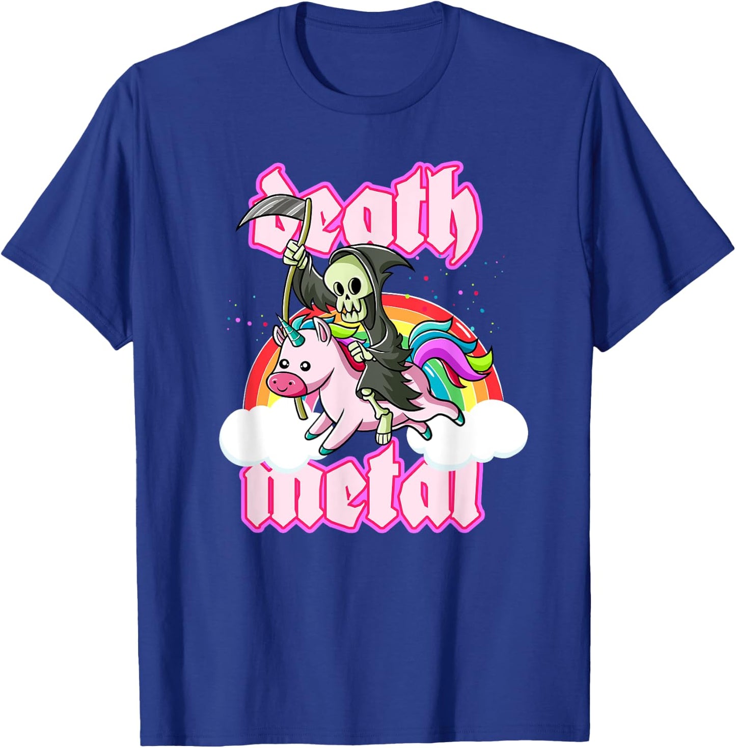 Blackcraft Grim Reaper Rides Unicorn Death Metal Shirt T-Shirt - T-Shirt | Royal