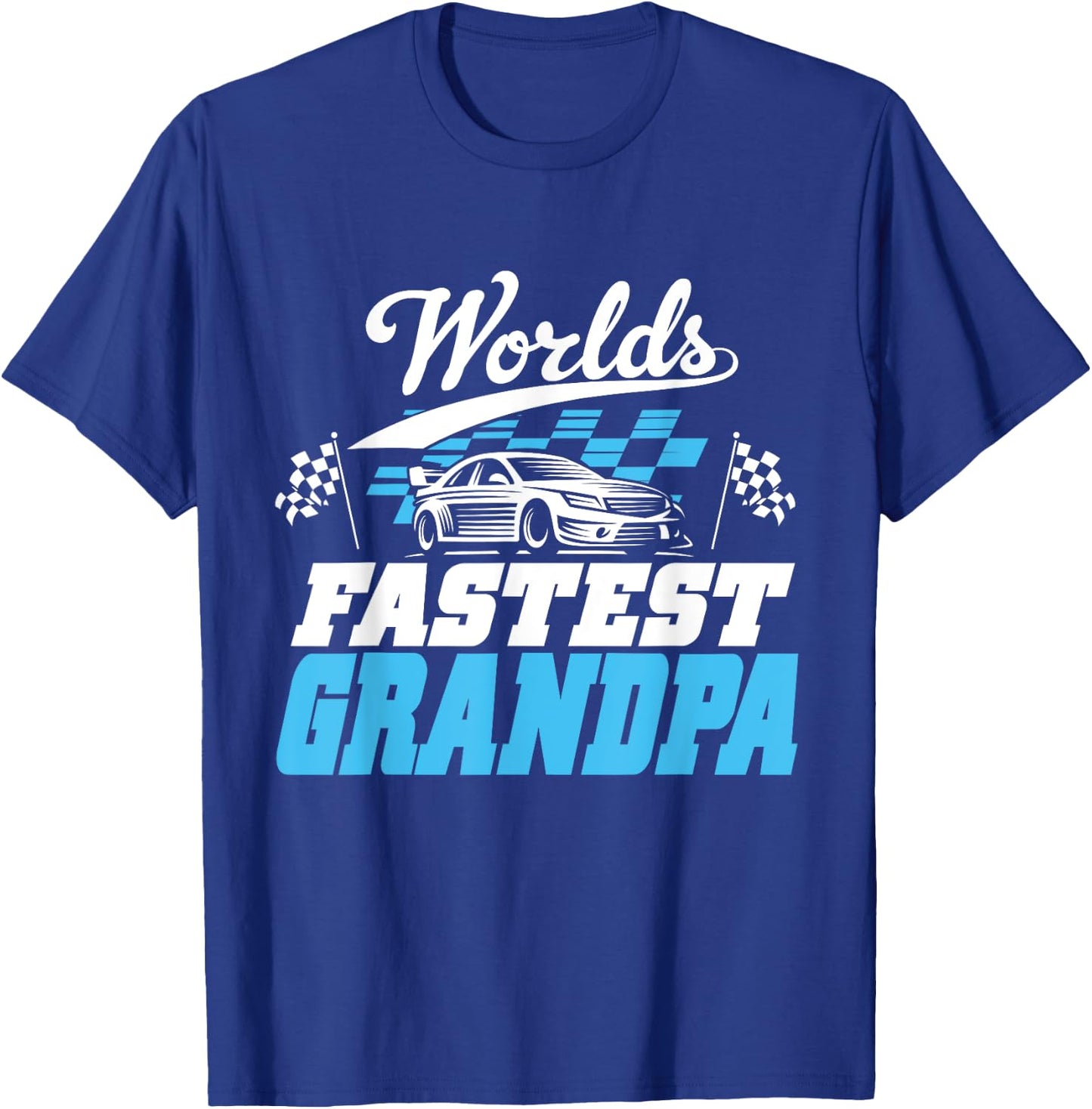World's Fastest Grandpa Race Car Checkered Flag T-Shirt - T-Shirt | Royal