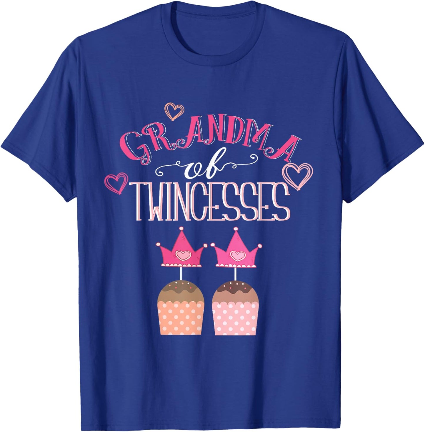 Grandma of Twin Girls Twincesses Grandmother Nana Funny Baby T-Shirt - T-Shirt | Royal