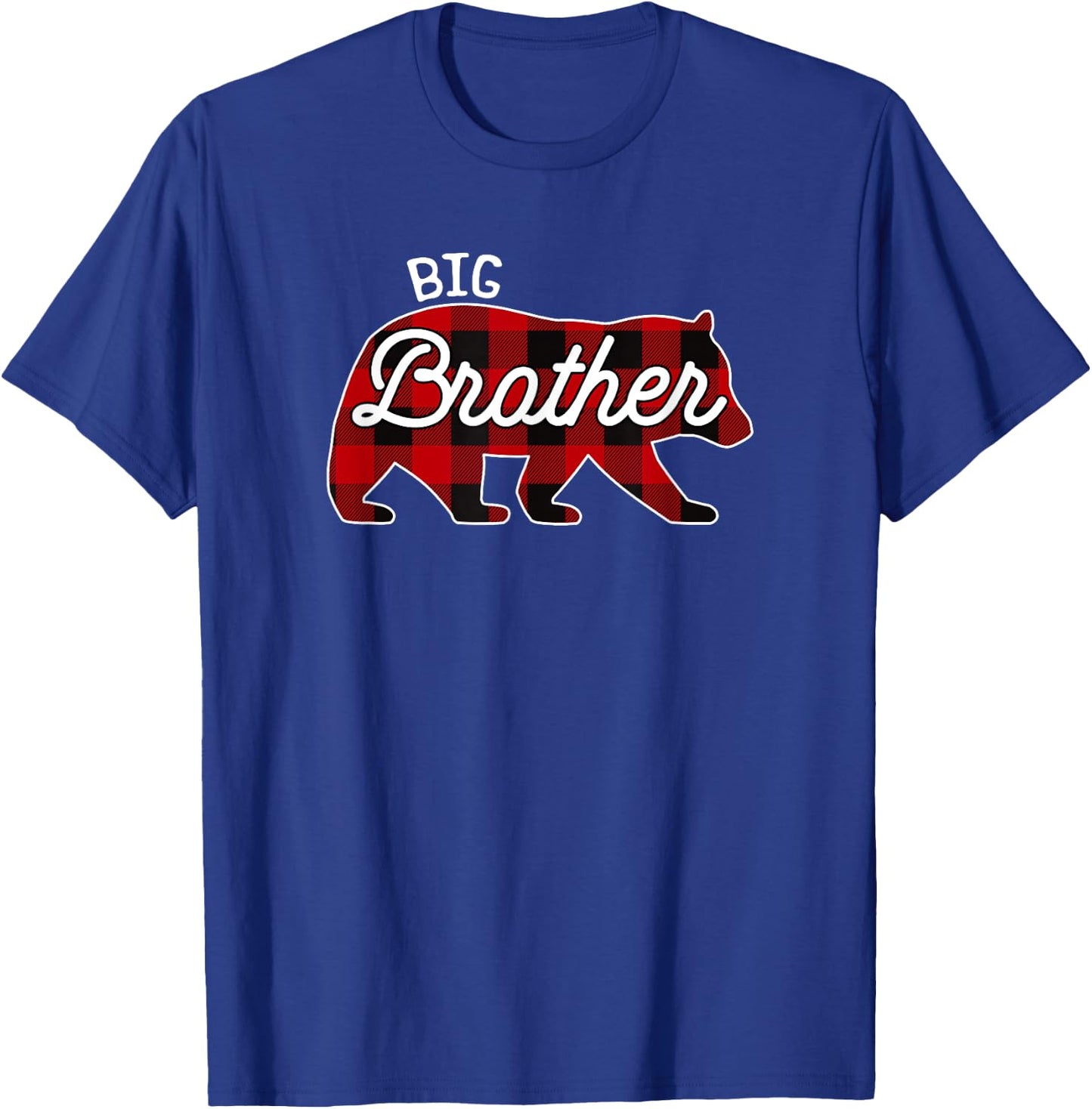 Big Brother Bear Red Buffalo Plaid Matching Family T-Shirt - T-Shirt | Royal