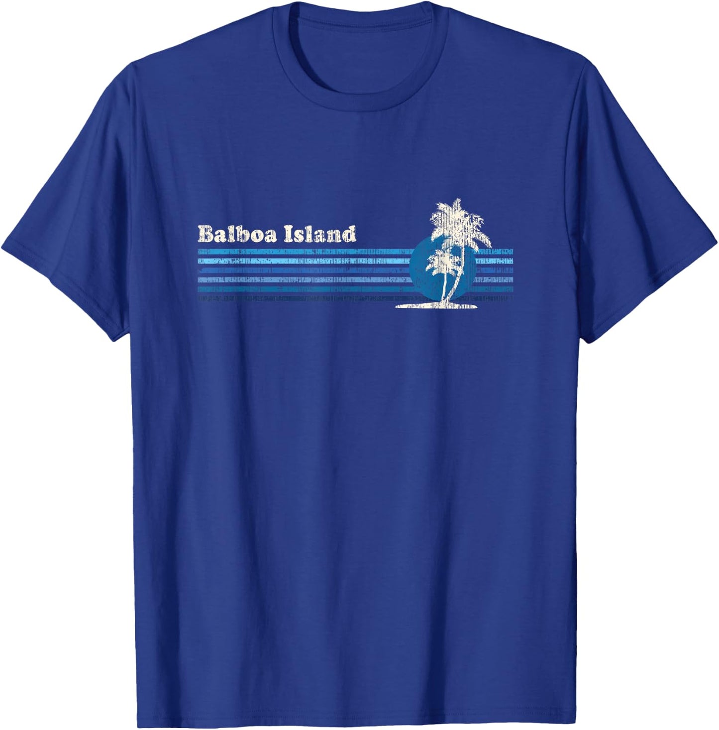Balboa Island Vintage 80s Palm Trees Sunset T-Shirt - T-Shirt | Royal