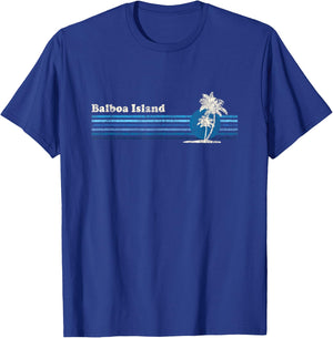 Balboa Island Vintage 80s Palm Trees Sunset T-Shirt - T-Shirt | Royal