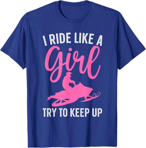 Funny Snowmobile Art Girls Snowmobiling Snowmobile T-Shirt - T-Shirt | Royal