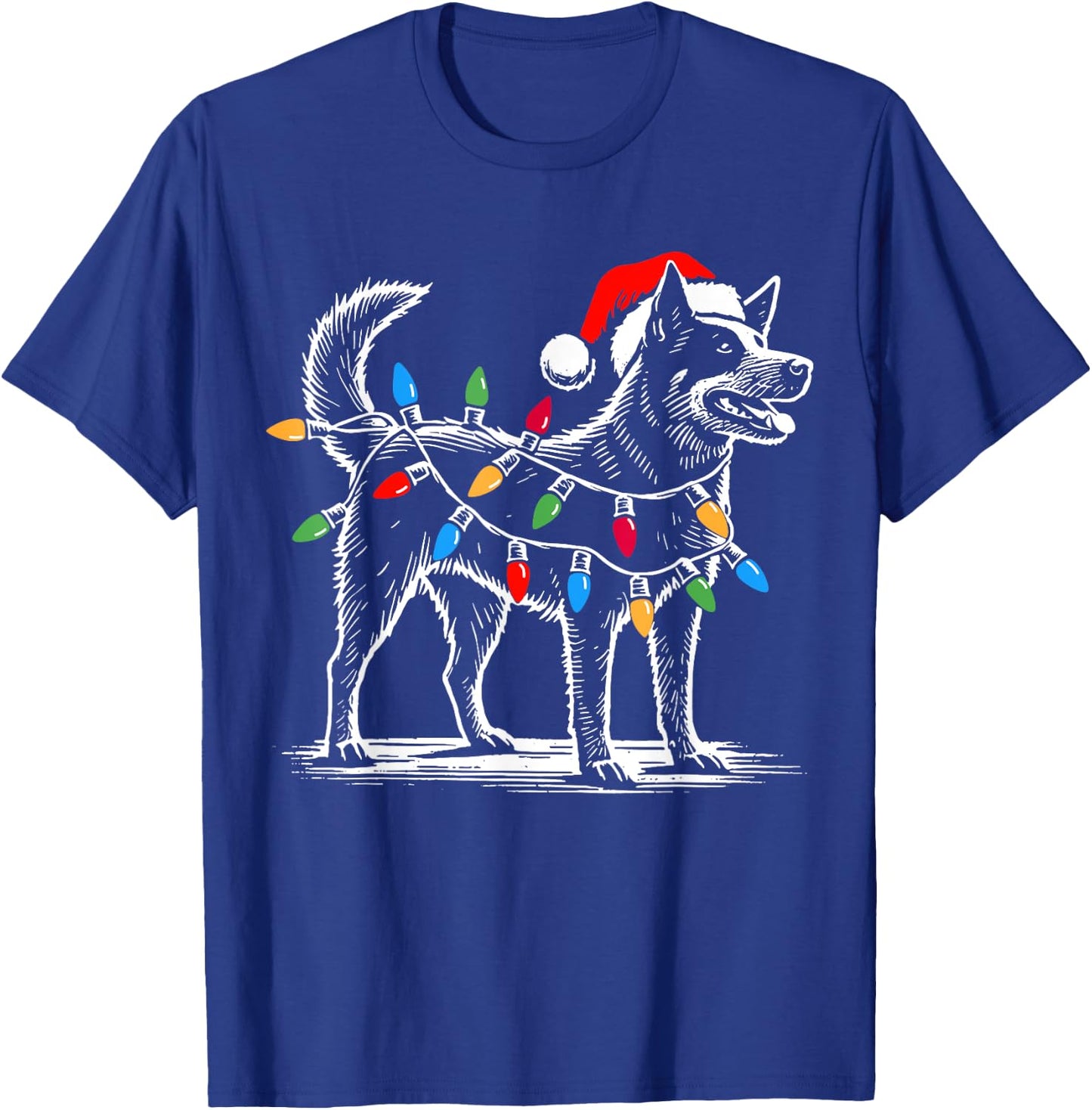 Blue Heeler Christmas Lights Decorations Xmas PJ Dog Lover T-Shirt - T-Shirt | Royal