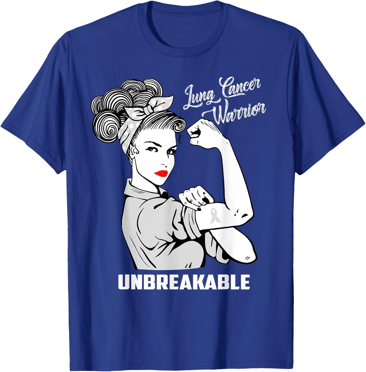 Lung Cancer Warrior Unbreakable Awareness Gift Shirt T-Shirt - T-Shirt | Royal