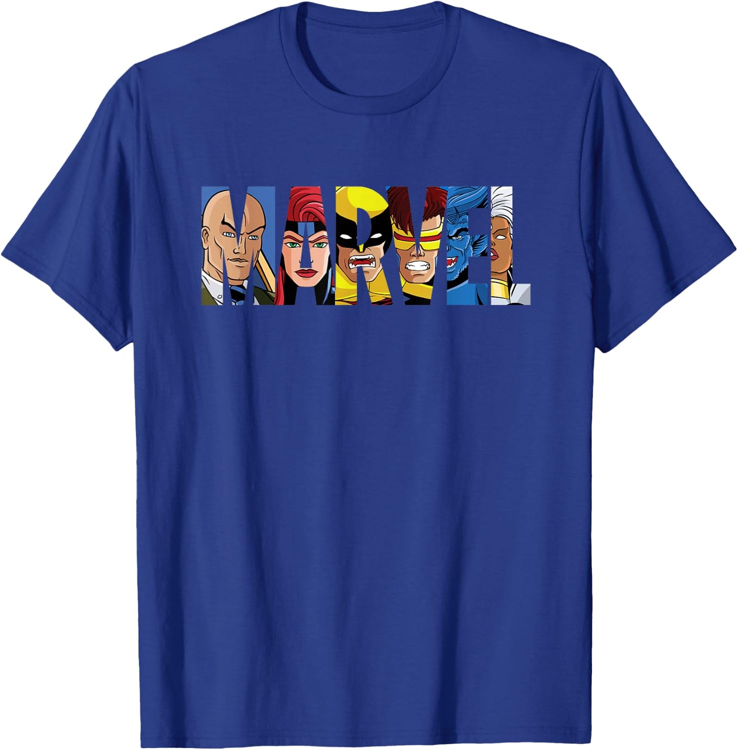 Marvel Logo with X-Men Inside T-Shirt - T-Shirt | Royal