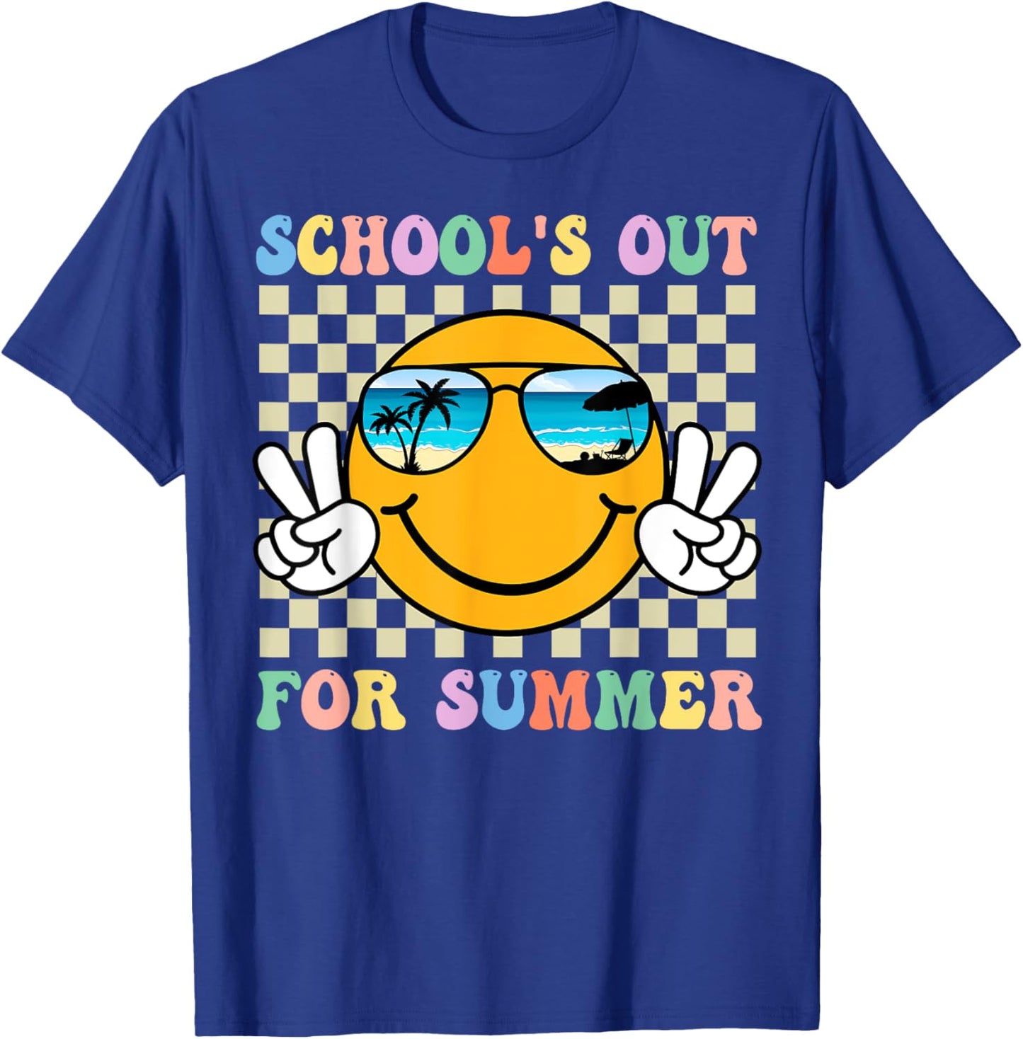 Schools Out for Summer Smile Teacher Kids Last Day of School T-Shirt - T-Shirt | Royal