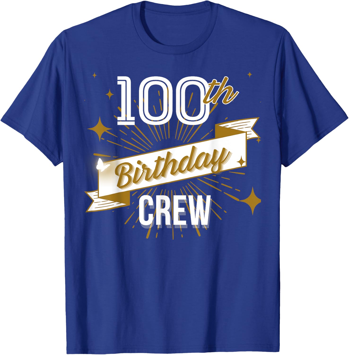 100th Birthday Crew 100 Years Old Attend Bday Party Vintage T-Shirt - T-Shirt | Royal