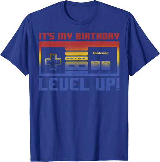 Nintendo It's My Birthday Level Up! SNES Controller T-Shirt - T-Shirt | Royal