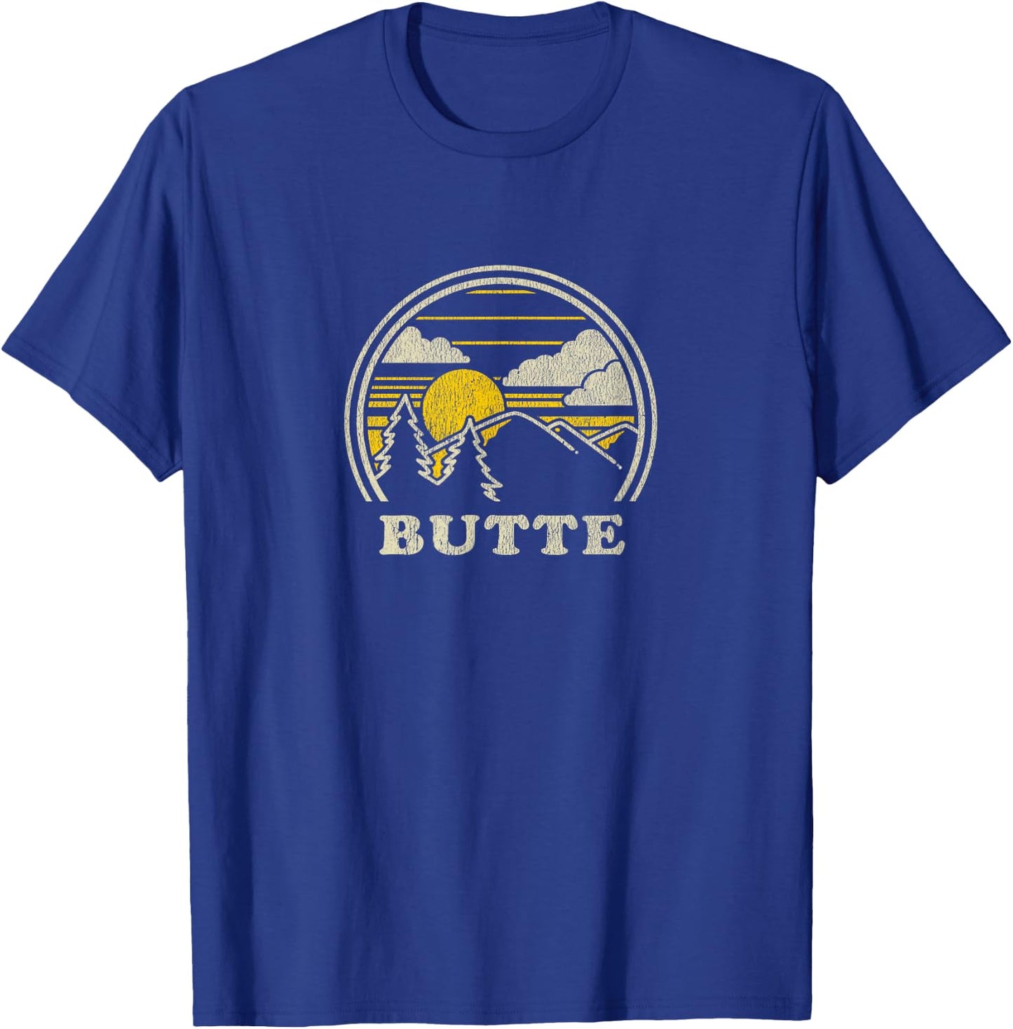 Butte Montana MT T Shirt Vintage Hiking Mountains T-Shirt - T-Shirt | Royal