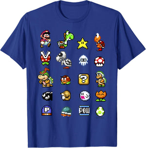 Nintendo Super Mario Friends & Enemies Sprites T-Shirt - T-Shirt | Royal