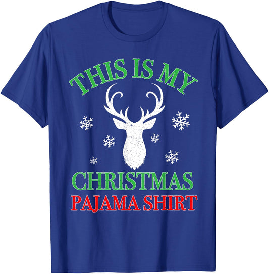 This Is My Christmas Pajama Shirt Snow Reindeer Xmas Gift T-Shirt - T-Shirt | Royal