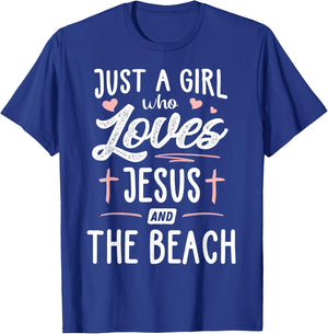 Just A Girl Who Loves Jesus And The Beach Gift Women T-Shirt - T-Shirt | Royal