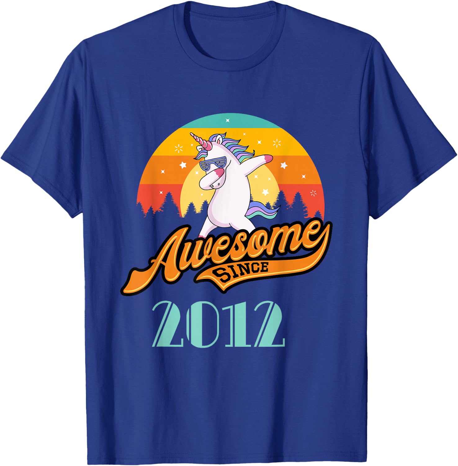 Awesome Since 2012 - Year of Birth & Birthday Gift T-Shirt - T-Shirt | Royal