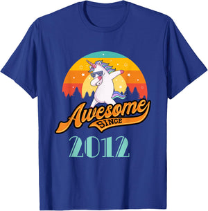 Awesome Since 2012 - Year of Birth & Birthday Gift T-Shirt - T-Shirt | Royal