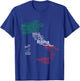 Italy Map Silhouette Flag Towns Cities Rome Travel Europe T-Shirt - T-Shirt | Royal