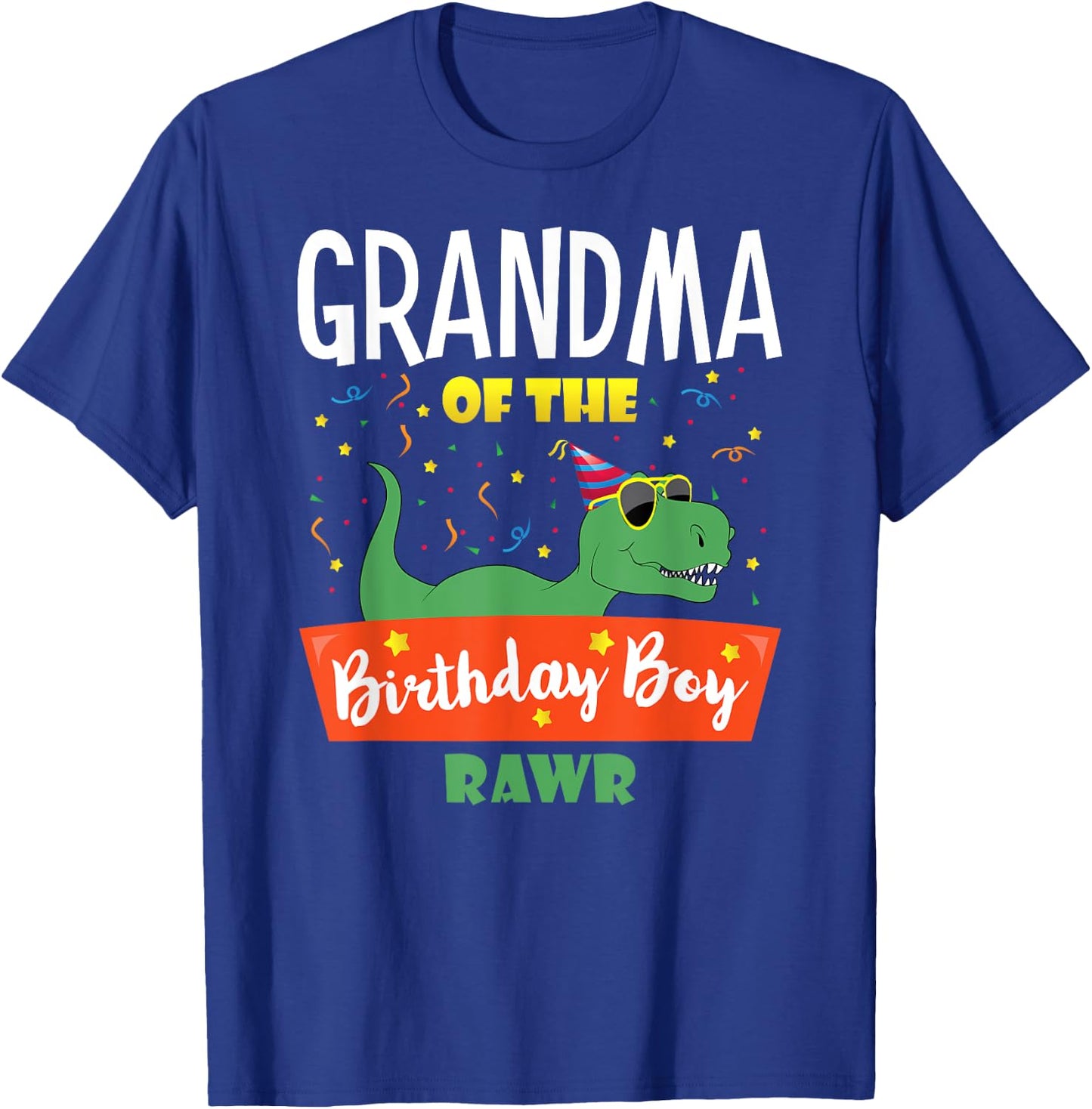 Matching Family Saurus Rex Dino Birthday Apparel Grandma of the Birthday Boy Dinosaur Grandson Grandmother T-Shirt - T-Shirt | Royal