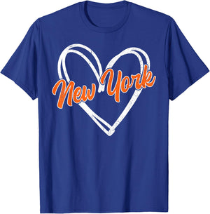 New York - Throwback Design Print - Classic Heart Vintage T-Shirt - T-Shirt | Royal