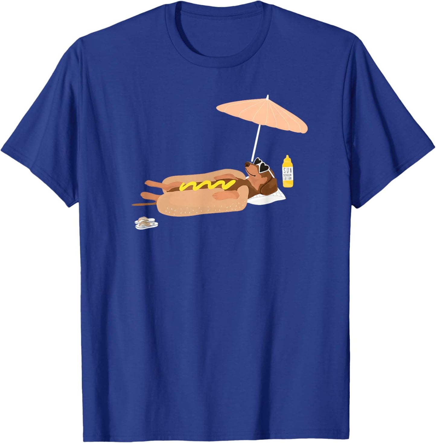 Hot Dog Dachshund Beach Summer Funny Wiener Dog Relax T-Shirt - T-Shirt | Royal