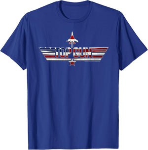 Top Gun American Flag Stars and Bars Logo Action Movie T-Shirt - T-Shirt | Royal