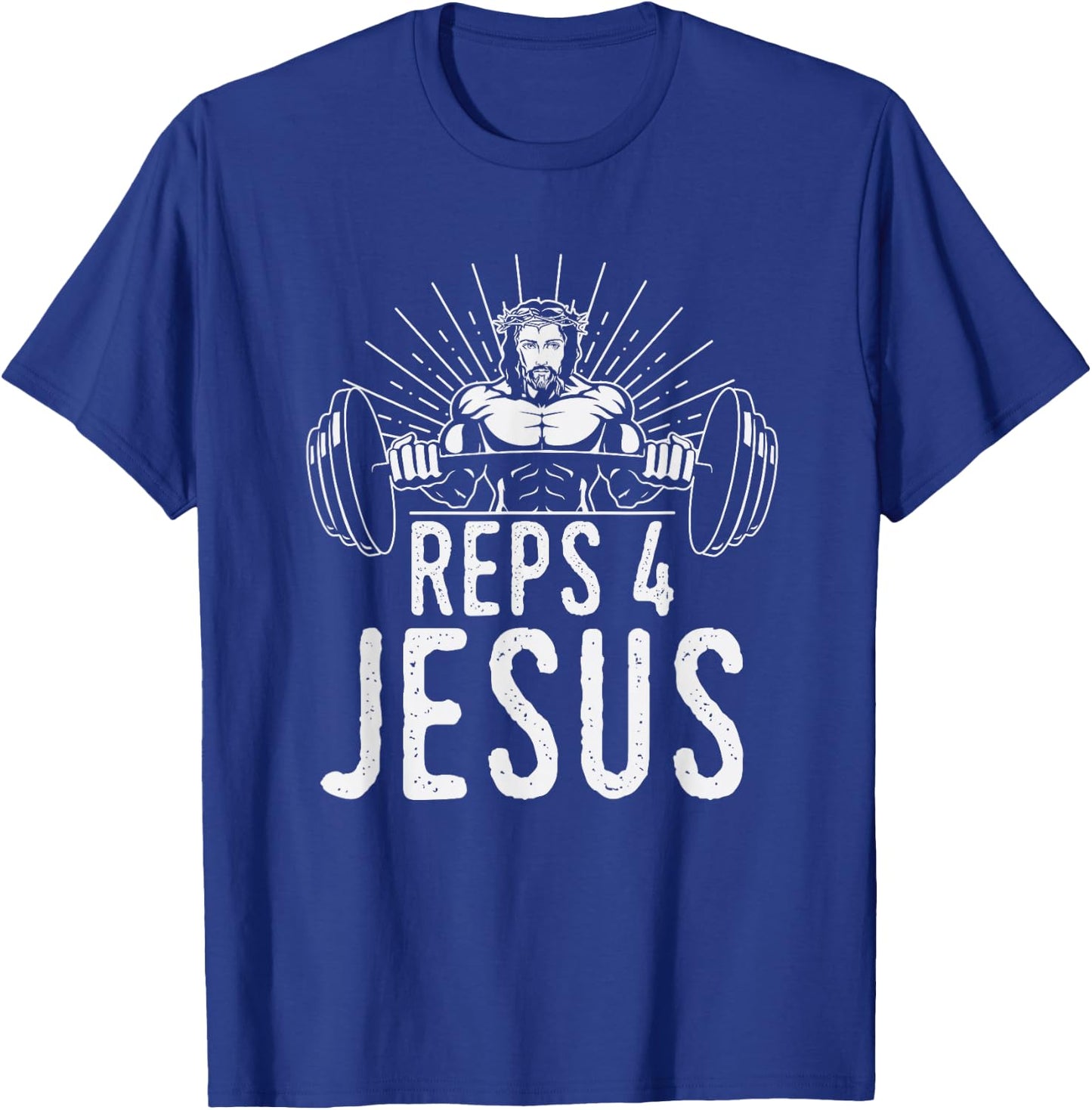 Funny Reps 4 Jesus Gym Weightlifting T-Shirt - T-Shirt | Royal