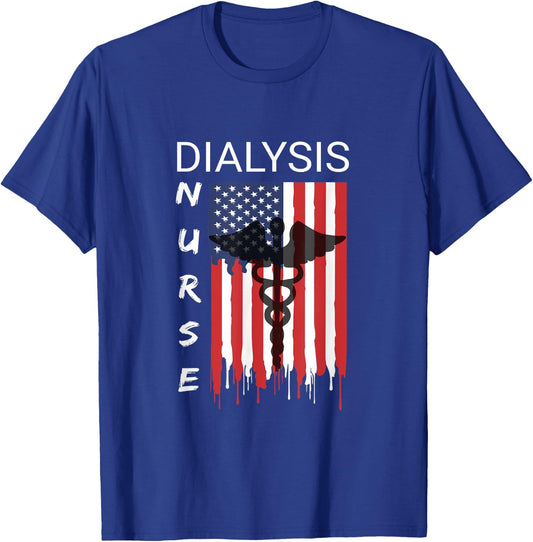Dialysis Nursing US Flag Patriotic Nephrology Nurse Shirt Kids Men T-Shirt - T-Shirt | Royal