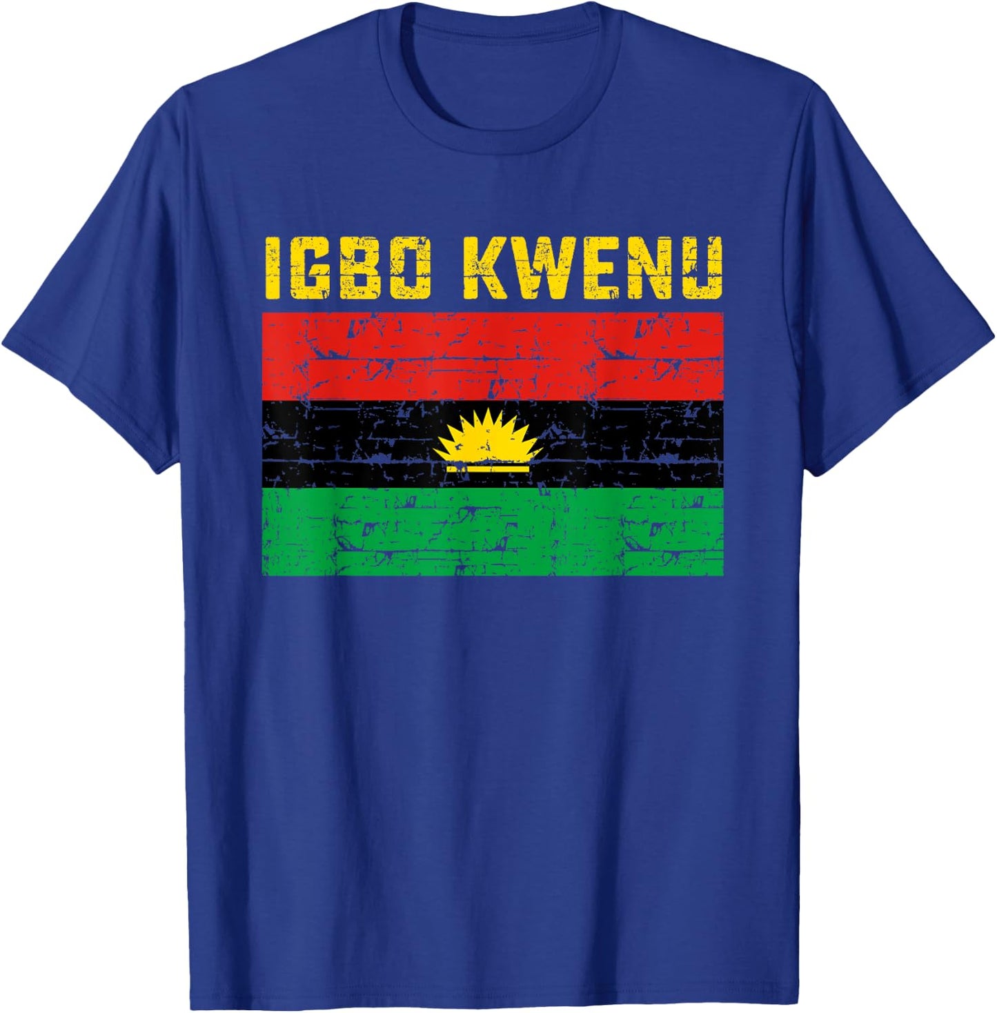 Igbo Kwenu Biafra Biafran Flag Design - Women's Adults Classic Fit Short Sleeve Small Black Polyester 100% Modern Flag T-Shirt - T-Shirt | Royal