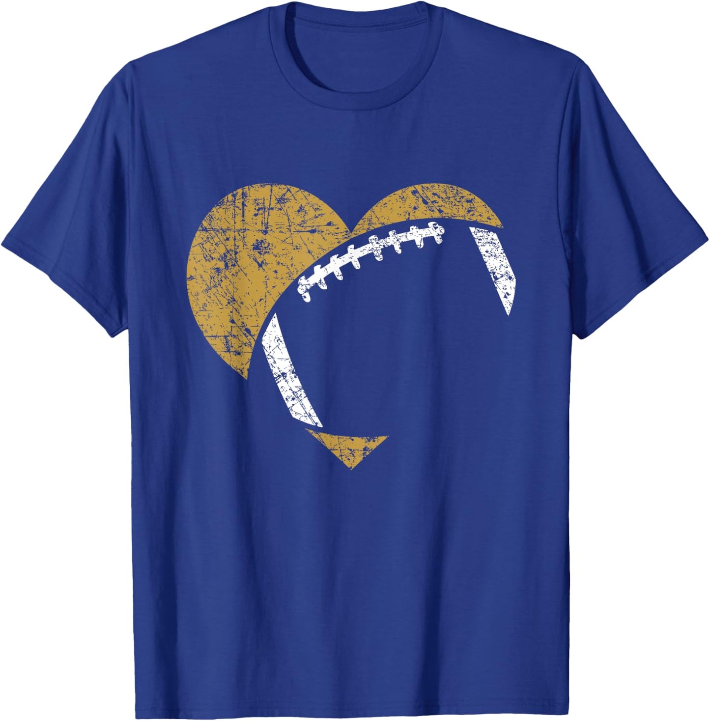 Football Heart Cutout Gold White Team Game Gift T-Shirt - T-Shirt | Royal