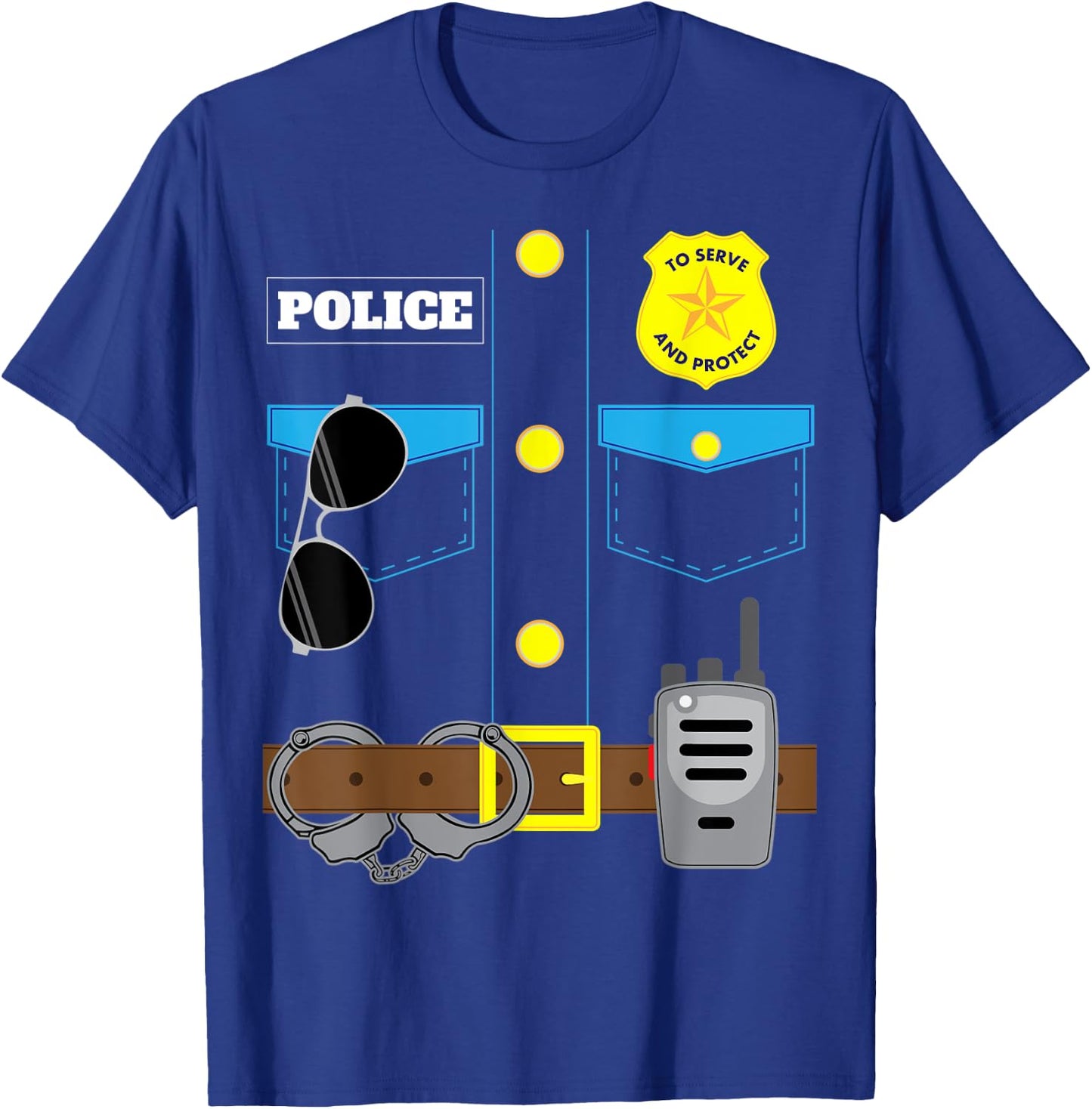 Police Officer Simple Halloween Costume Policeman Dress Up T-Shirt - T-Shirt | Royal