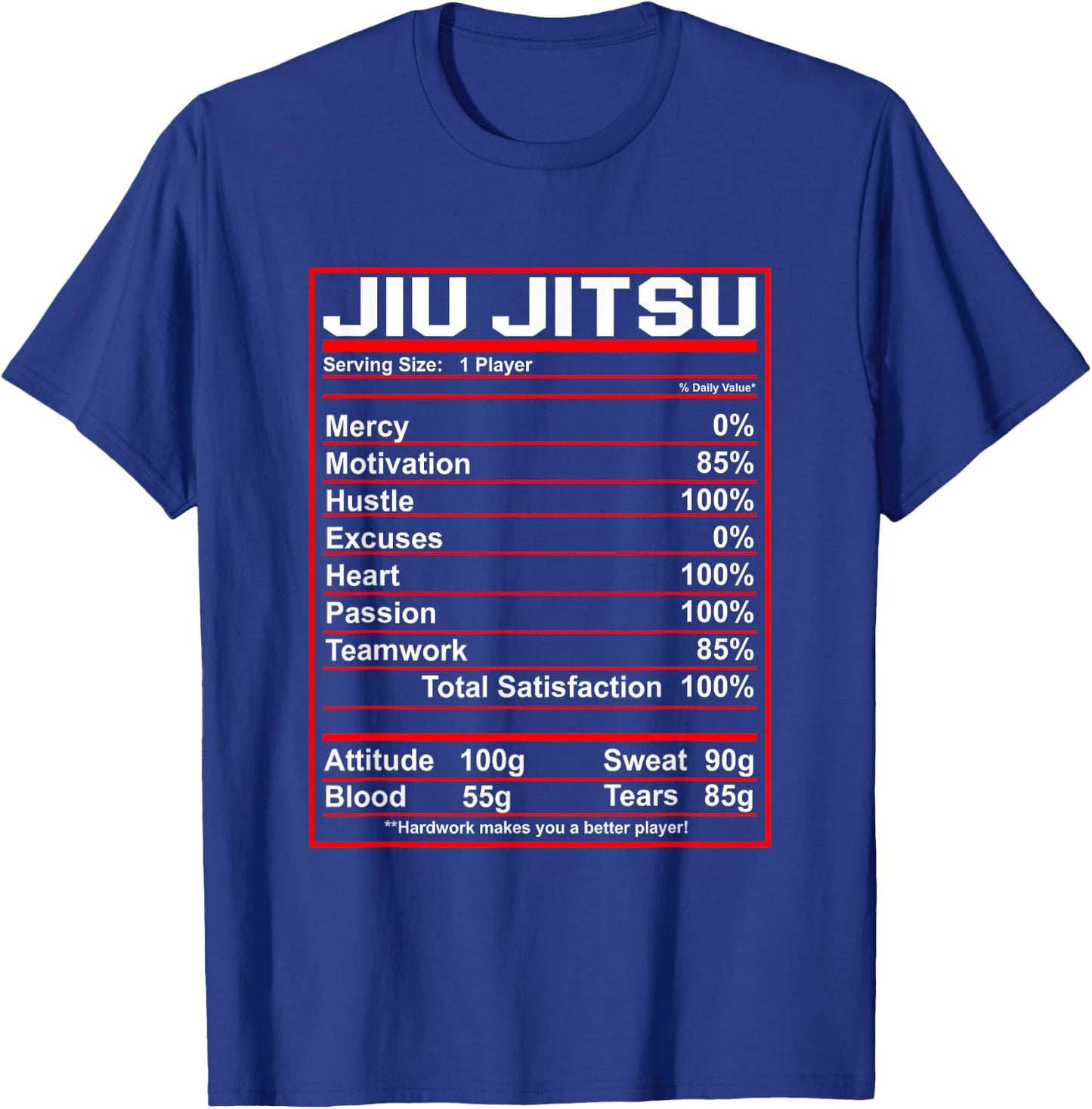 Funny Jiu Jitsu Nutrition Facts Bjj Fighter T-Shirt - T-Shirt | Royal
