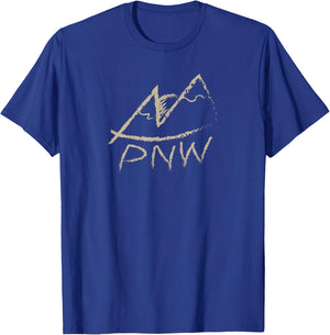 Pacific Northwest PNW Hiking Outdoors Mountain Design T-Shirt - T-Shirt | Royal