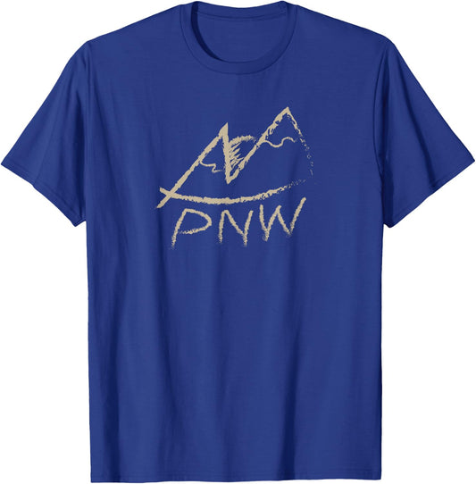 Pacific Northwest PNW Hiking Outdoors Mountain Design T-Shirt - T-Shirt | Royal