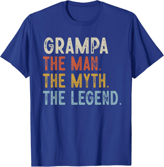 Grampa The Grandpa The Myth The Legend Fathers Day Vintage T-Shirt - T-Shirt | Royal