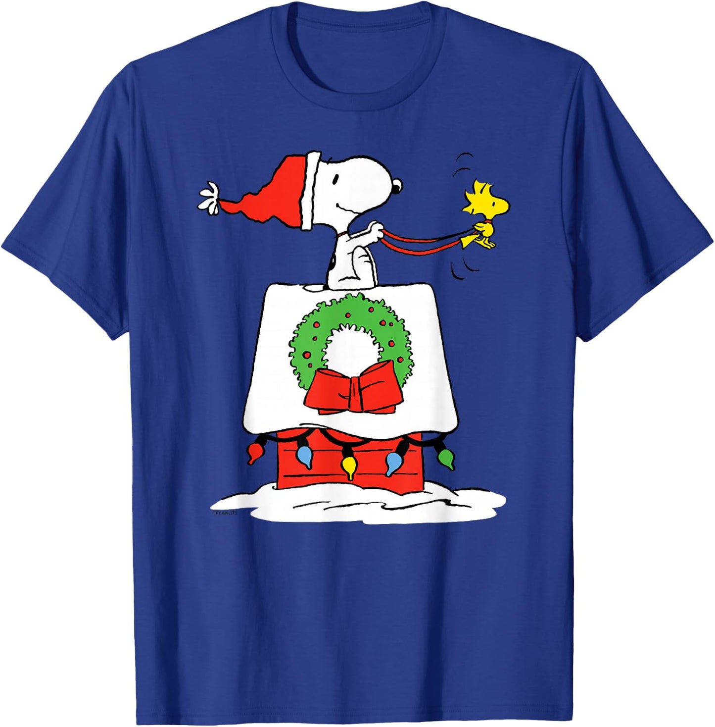Peanuts Holiday Snoopy's Doghouse Sleigh T-Shirt - T-Shirt | Royal