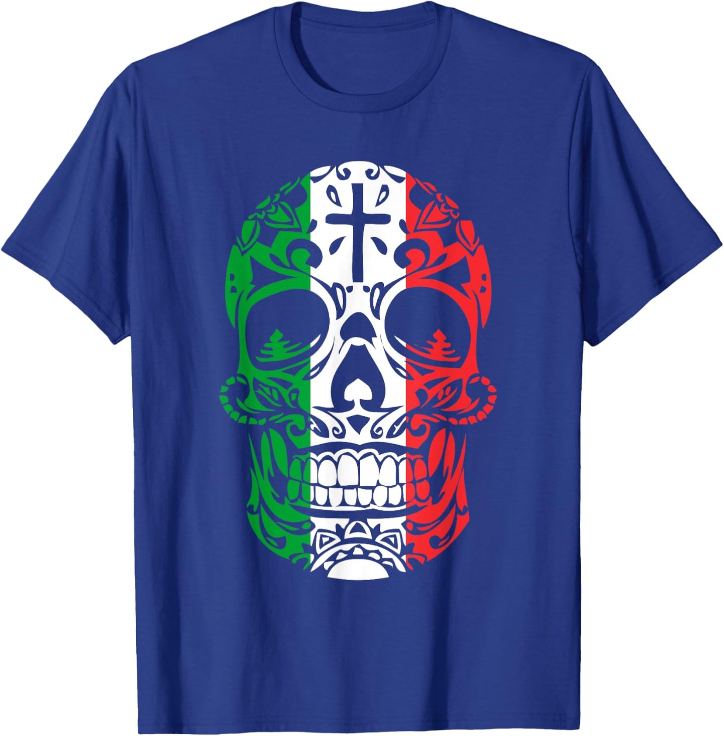 Mexican Pride Shirt: Mexican Flag Skull Day of the Dead T-Shirt - T-Shirt | Royal