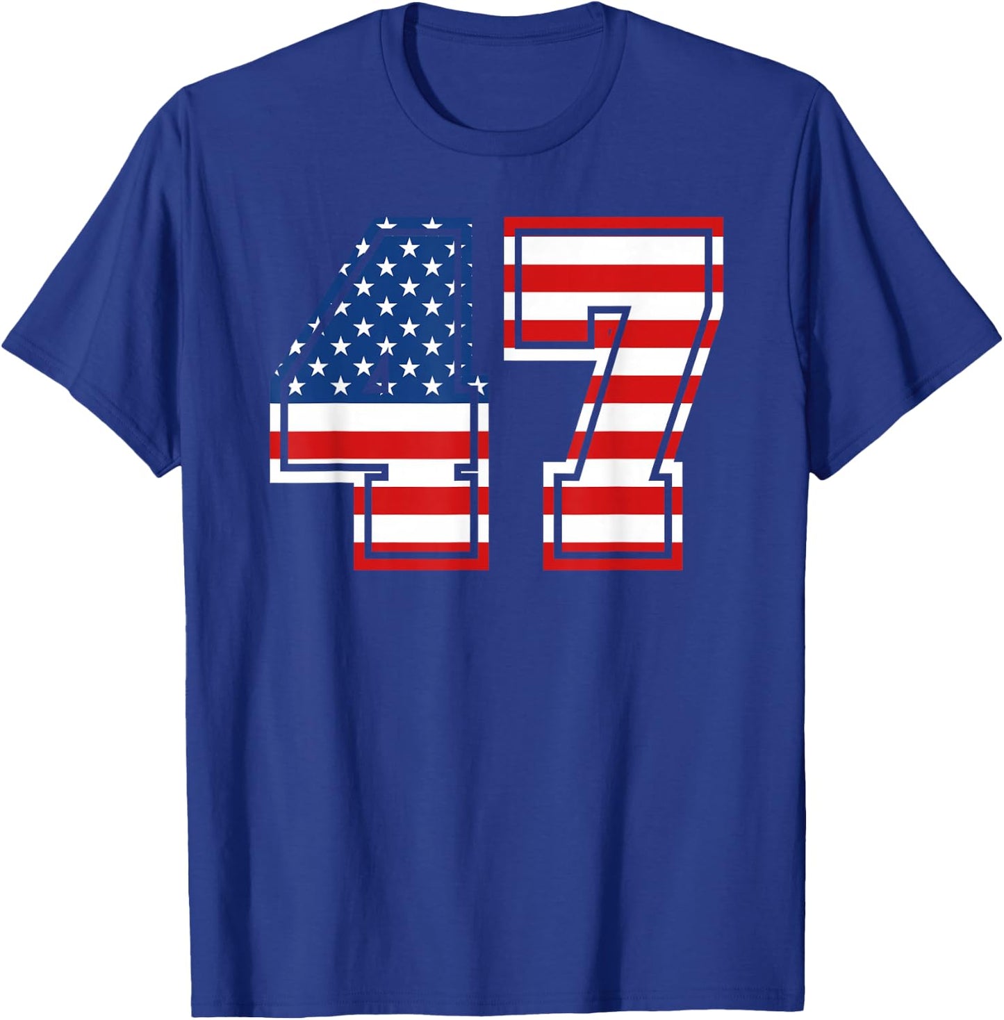 Number 47 #47 Birthday Varsity Sports Team Uniform USA Flag T-Shirt - T-Shirt | Royal
