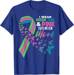 I Wear Green Teal Pink For My Mom Metastatic Breast Cancer T-Shirt - T-Shirt | Royal