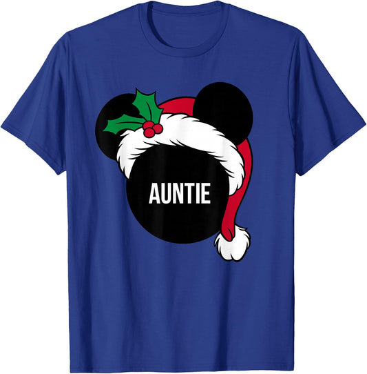 Disney Santa Hat Mickey Christmas Family Matching Auntie T-Shirt - T-Shirt | Royal