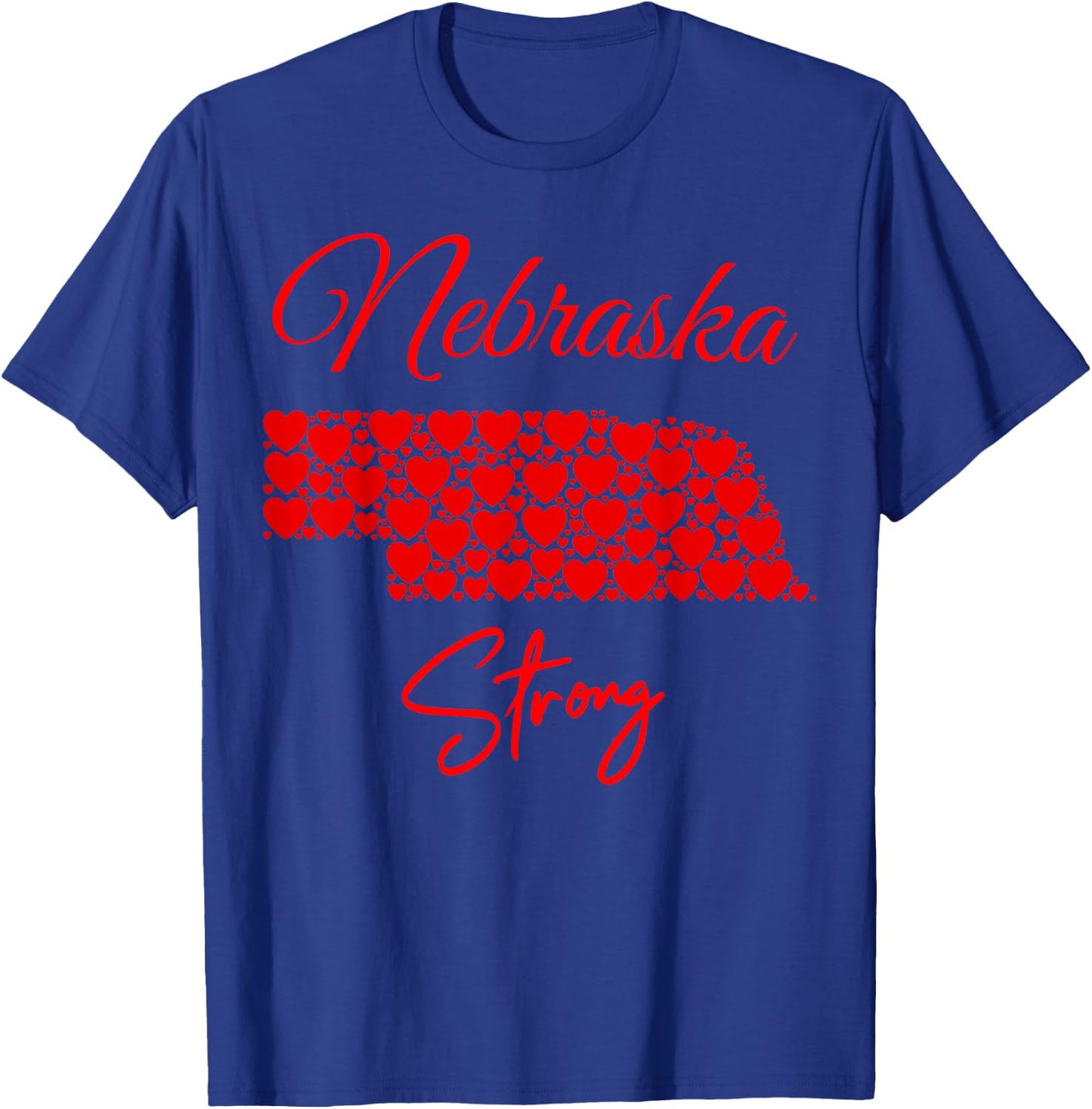 Men's Women's Nebraska-Strong Red Hearts Map Shirt T-Shirt - T-Shirt | Royal
