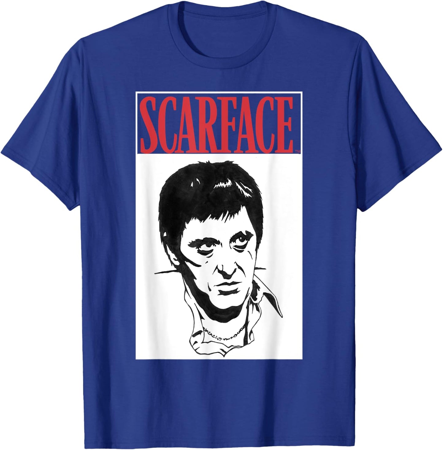 Scarface Black And White Portrait Red Text Graphic T-Shirt - T-Shirt | Royal