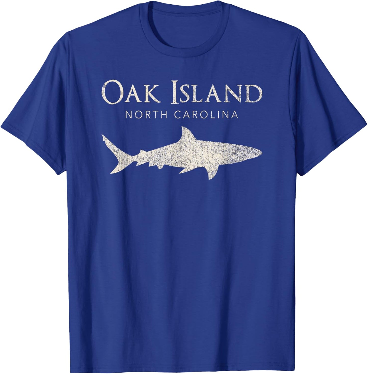 Retro Oak Island NC Shark T-Shirt - T-Shirt | Royal