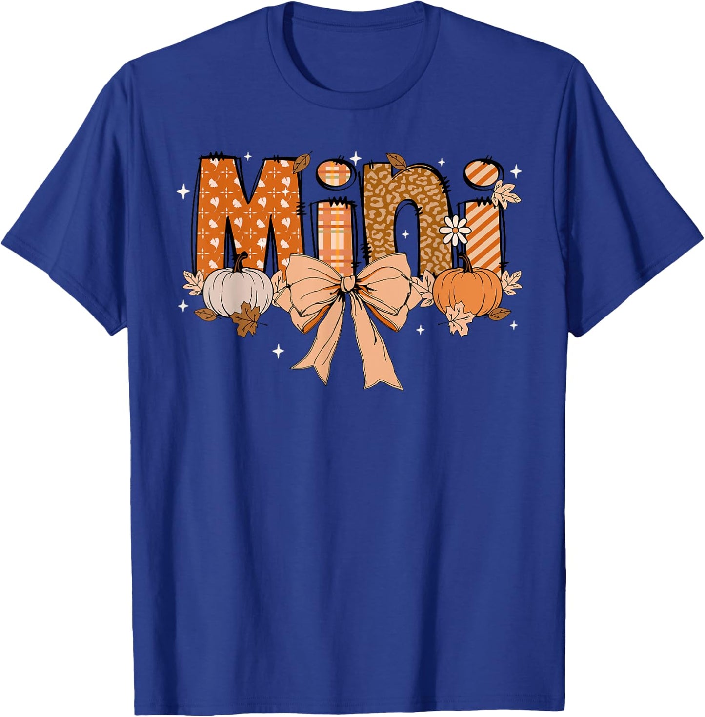 Mini Pumpkin Fall Coquette Bow Thanksgiving Mom Women T-Shirt - T-Shirt | Royal